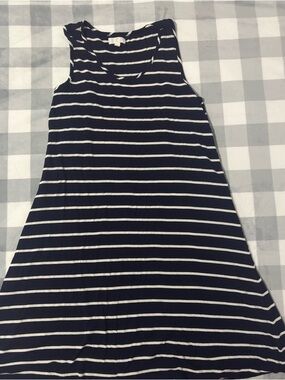Bloomingdale's Navy and White Striped Ribbed Top